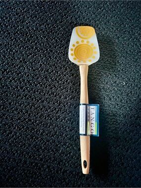Yellow Swirl Silicone Spoonula with Beechwood Handle